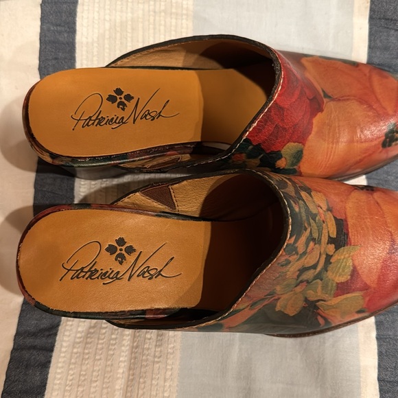PATRICIA NASH NICIA FLORAL LEATHER MULE SHOES slip-on SIZE 7.5 - Picture 9 of 9